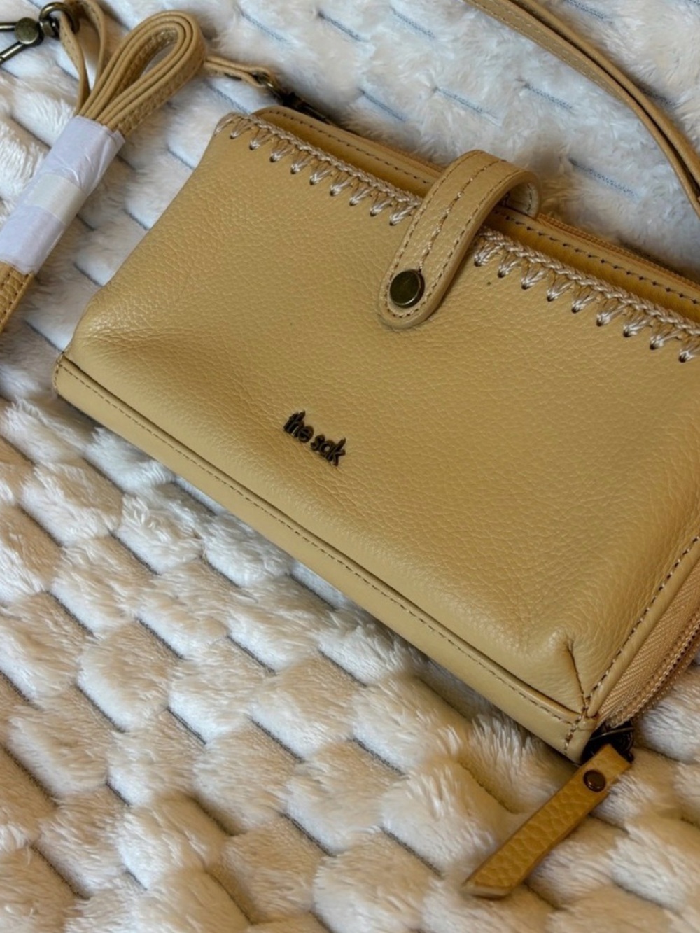 The Sak Yellow Pebbled Leather 3-in-1 Wallet Wristlet Crossbody Antique Hardware